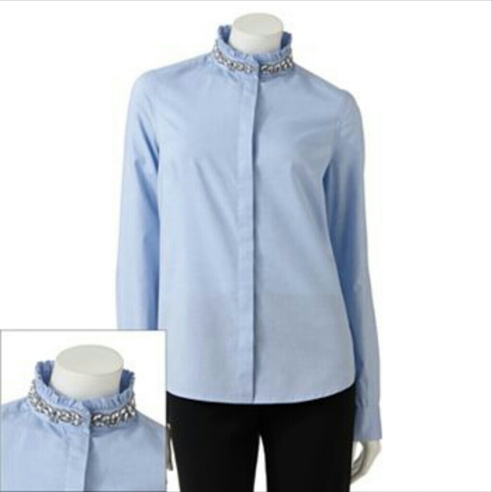 ELLE Embellished ruffle shirt